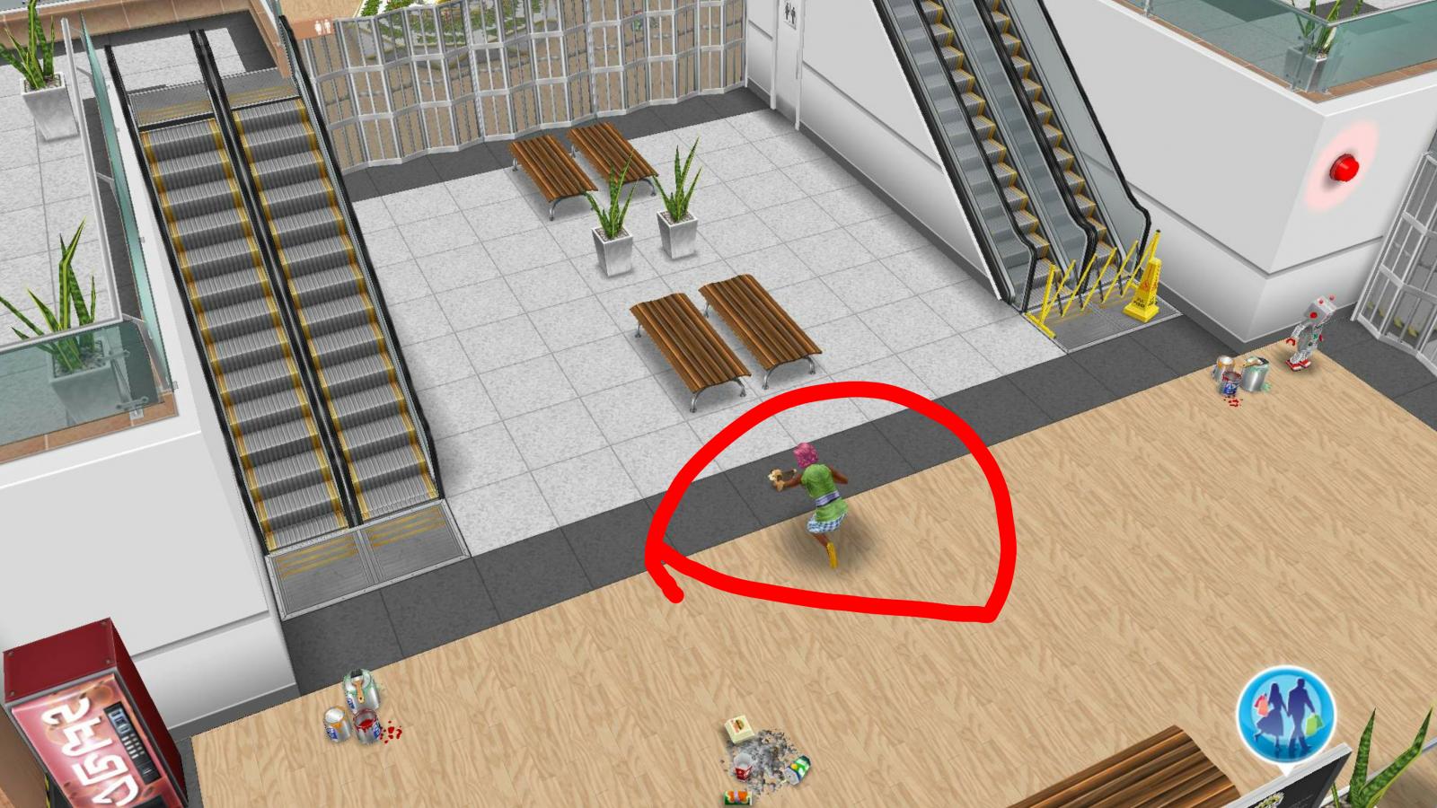 the sims freeplay пусть 3 персонажа положат глаз на диван